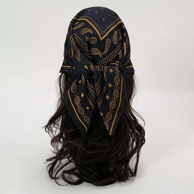 2025 70cm Silk Square Satin Scarf Women Paisley Print Neck Tie Summer Hair Wrist Bandana Headkerchief Shawl Wrap Hijab Echarpe