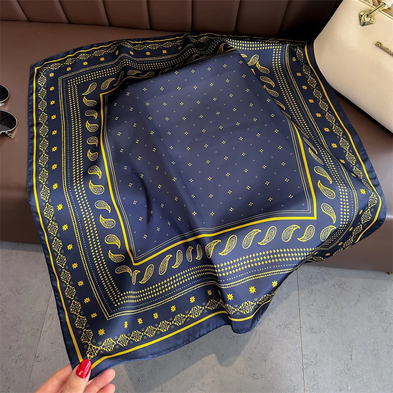 2025 70cm Silk Square Satin Scarf Women Paisley Print Neck Tie Summer Hair Wrist Bandana Headkerchief Shawl Wrap Hijab Echarpe