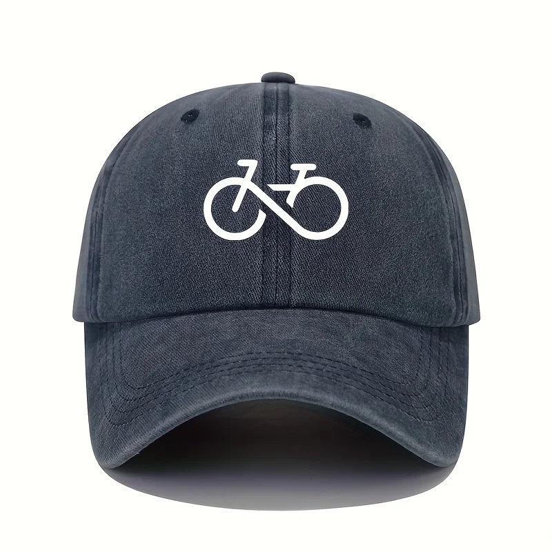 Bicycle printed baseball cap retro lightweight washable cap adjustable men's and women's sun protection hats