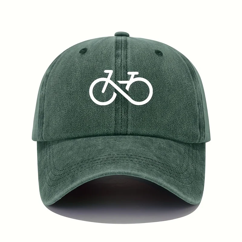 Bicycle printed baseball cap retro lightweight washable cap adjustable men's and women's sun protection hats
