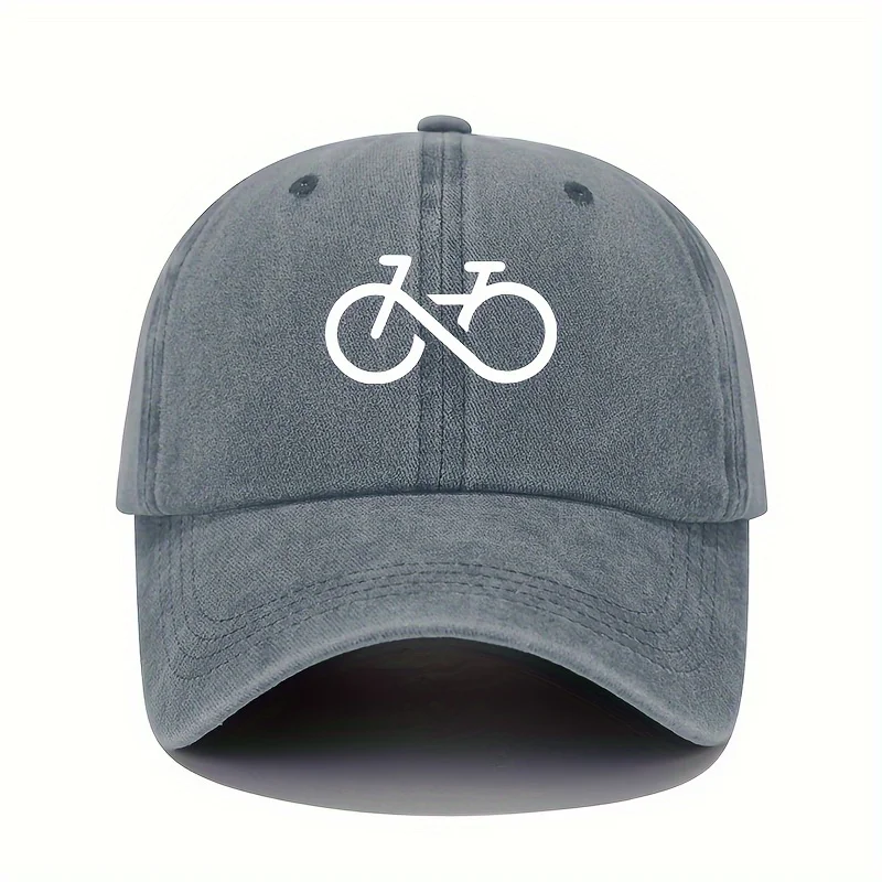 Bicycle printed baseball cap retro lightweight washable cap adjustable men's and women's sun protection hats