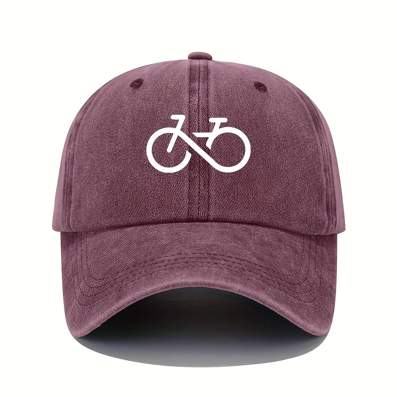 Bicycle printed baseball cap retro lightweight washable cap adjustable men's and women's sun protection hats