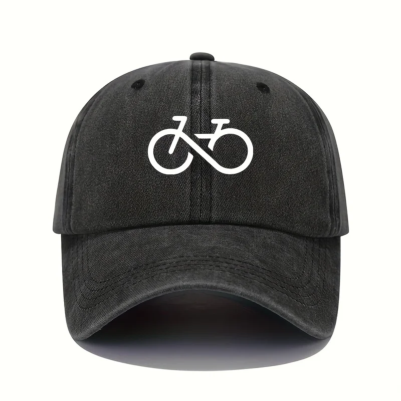 Bicycle printed baseball cap retro lightweight washable cap adjustable men's and women's sun protection hats