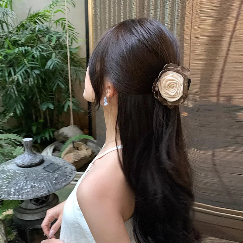 Elegant Rose Flower Hair Claw For Women Girls Sweet Hair Ornament Back Head Floral Hair Clip Hairpin Fashion Hair Accessories