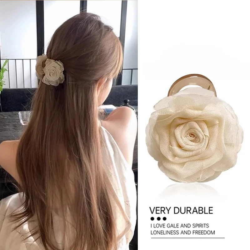 Elegant Rose Flower Hair Claw For Women Girls Sweet Hair Ornament Back Head Floral Hair Clip Hairpin Fashion Hair Accessories