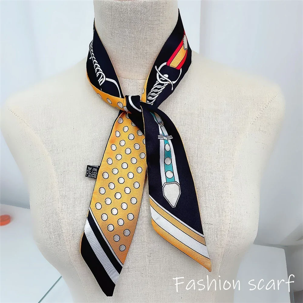 Women Summer Pink Polka Dot Scarf Bag Ribbon Decorative Handles Printed Long Streamer Fashion Accessory for Celebrations