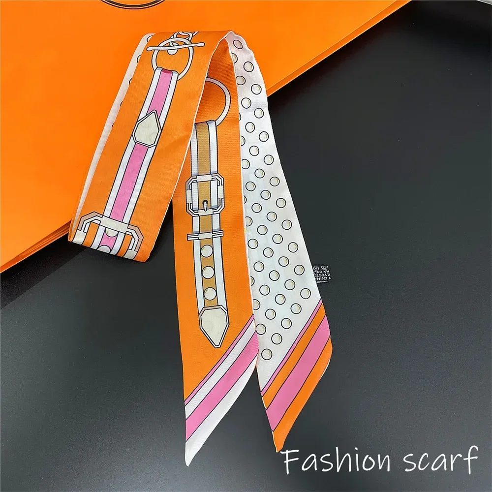 Women Summer Pink Polka Dot Scarf Bag Ribbon Decorative Handles Printed Long Streamer Fashion Accessory for Celebrations