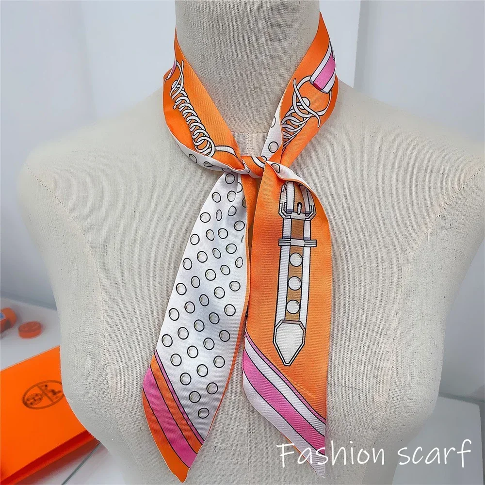 Women Summer Pink Polka Dot Scarf Bag Ribbon Decorative Handles Printed Long Streamer Fashion Accessory for Celebrations