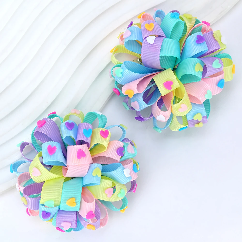 2Pcs Flower Hair Clips Sweet Hydrangea Heart Decoration Hairpin Cute Floral Barrette Girls Kid School Headdress Hair Accessoires