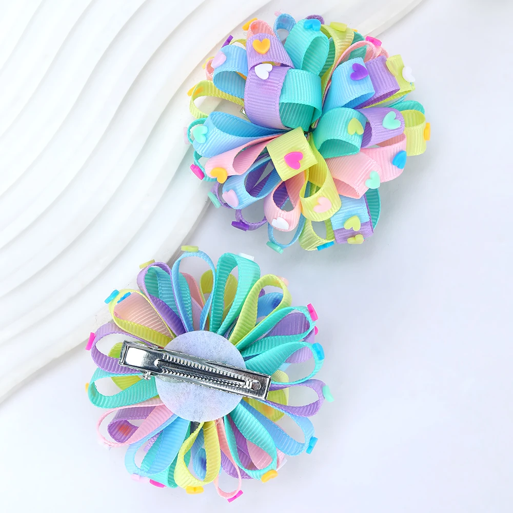 2Pcs Flower Hair Clips Sweet Hydrangea Heart Decoration Hairpin Cute Floral Barrette Girls Kid School Headdress Hair Accessoires