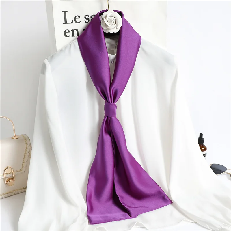 Fashion Solid Color Long Silk Scarf Women Tie Bag Headband Horse Printing Hairband Korean Style Neckerchief Ribbon Lady