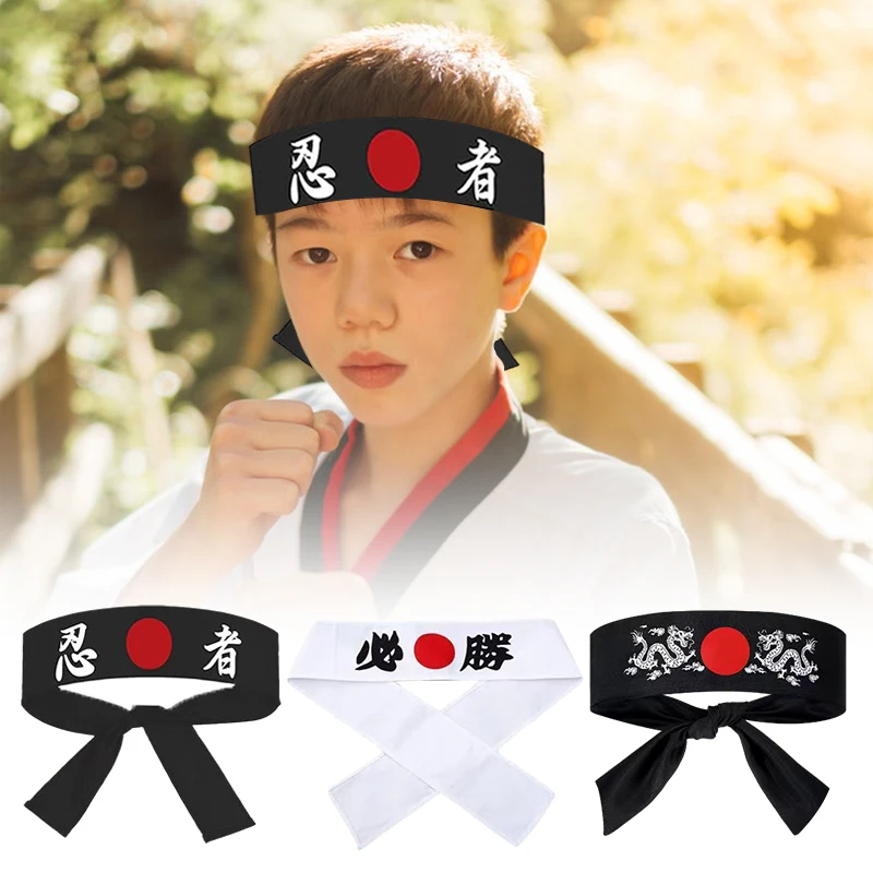 Japanese Headband Hachimaki Headband Sushi Chef Karate Bandana Headbands Headwear Samurai Headband Sports Exercise Wholesale
