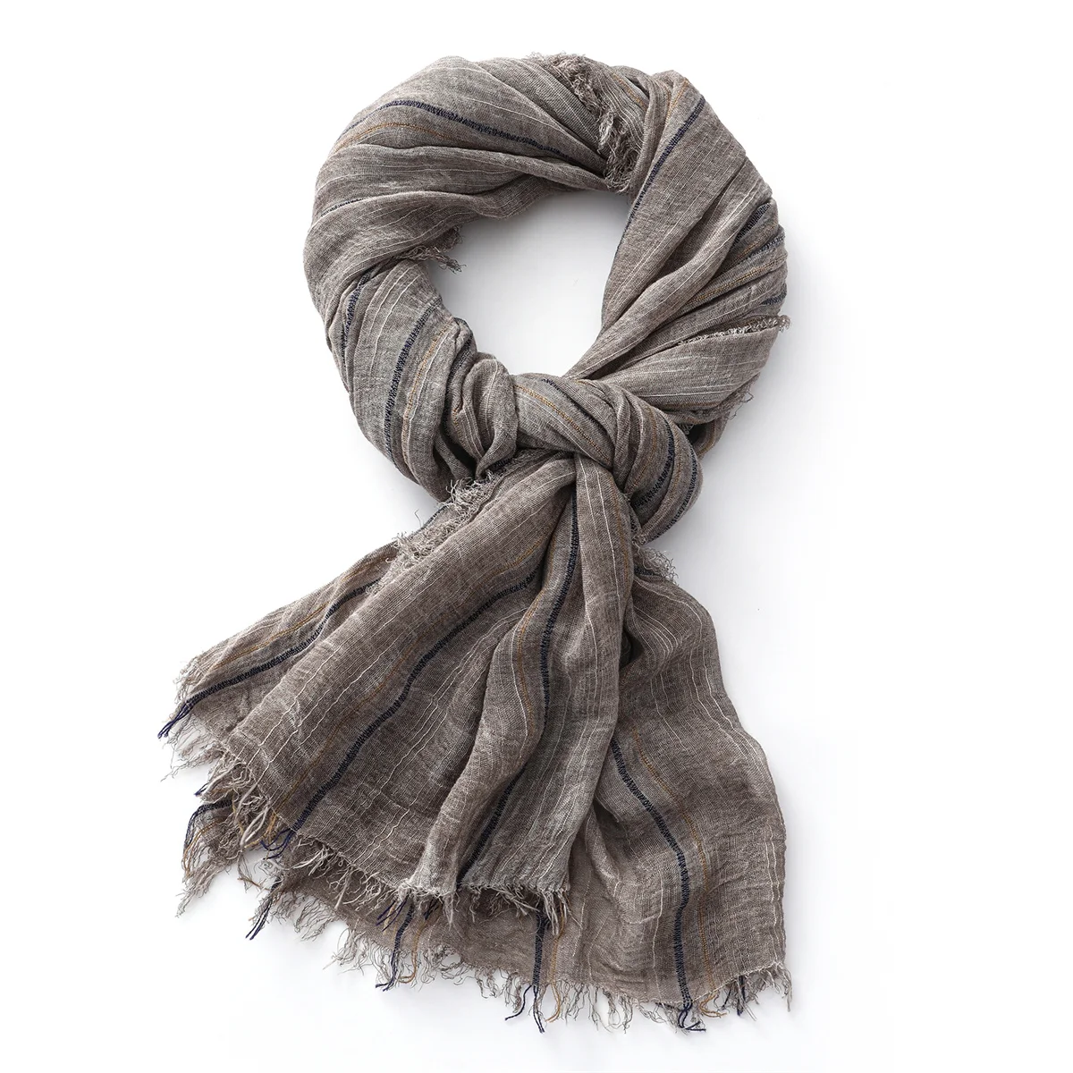 Fashion Striped Cotton Linen Scarf for Men Women Autumn Winter Long Soft Shawls and Wraps Short Tassel Bufanda Male Accessories