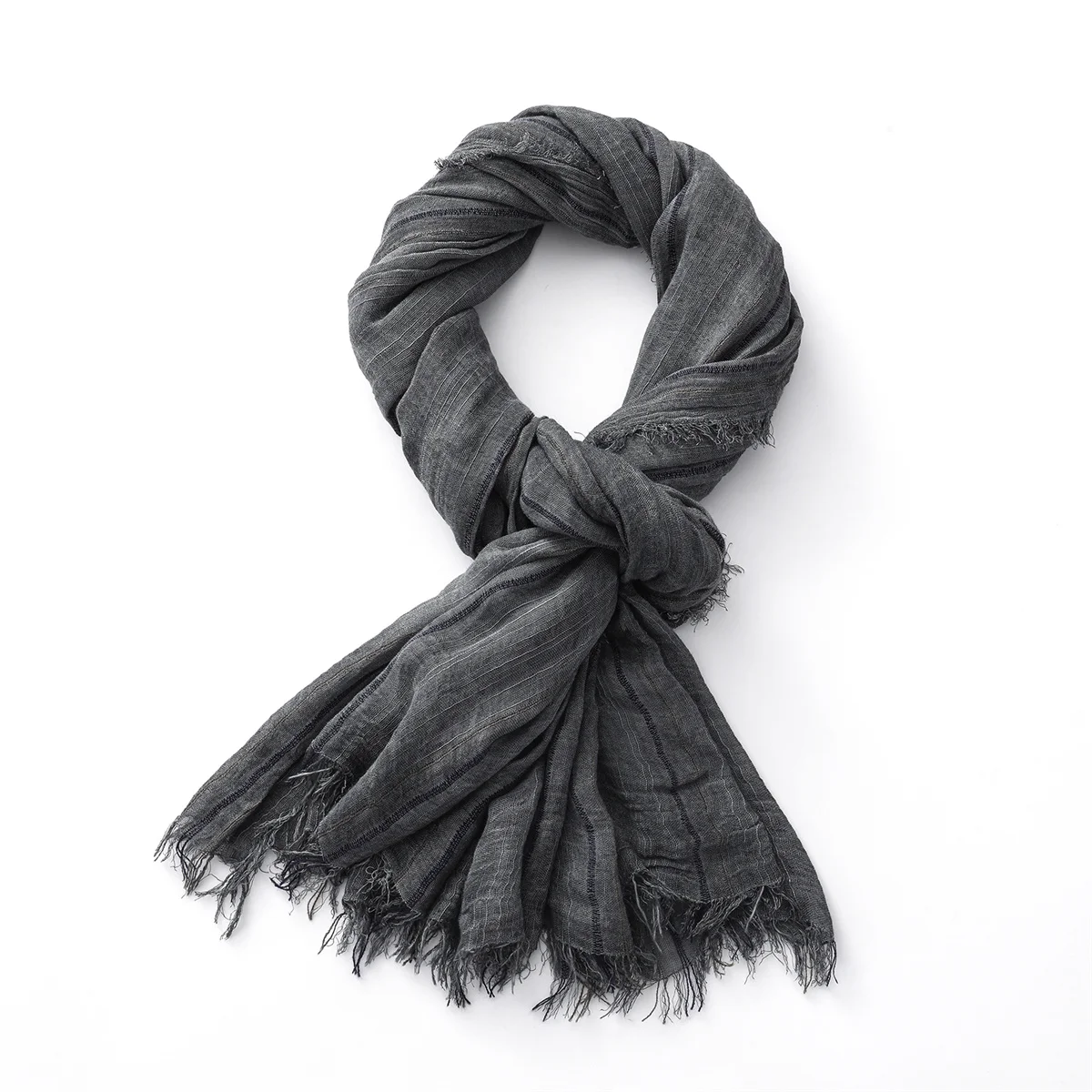 Fashion Striped Cotton Linen Scarf for Men Women Autumn Winter Long Soft Shawls and Wraps Short Tassel Bufanda Male Accessories