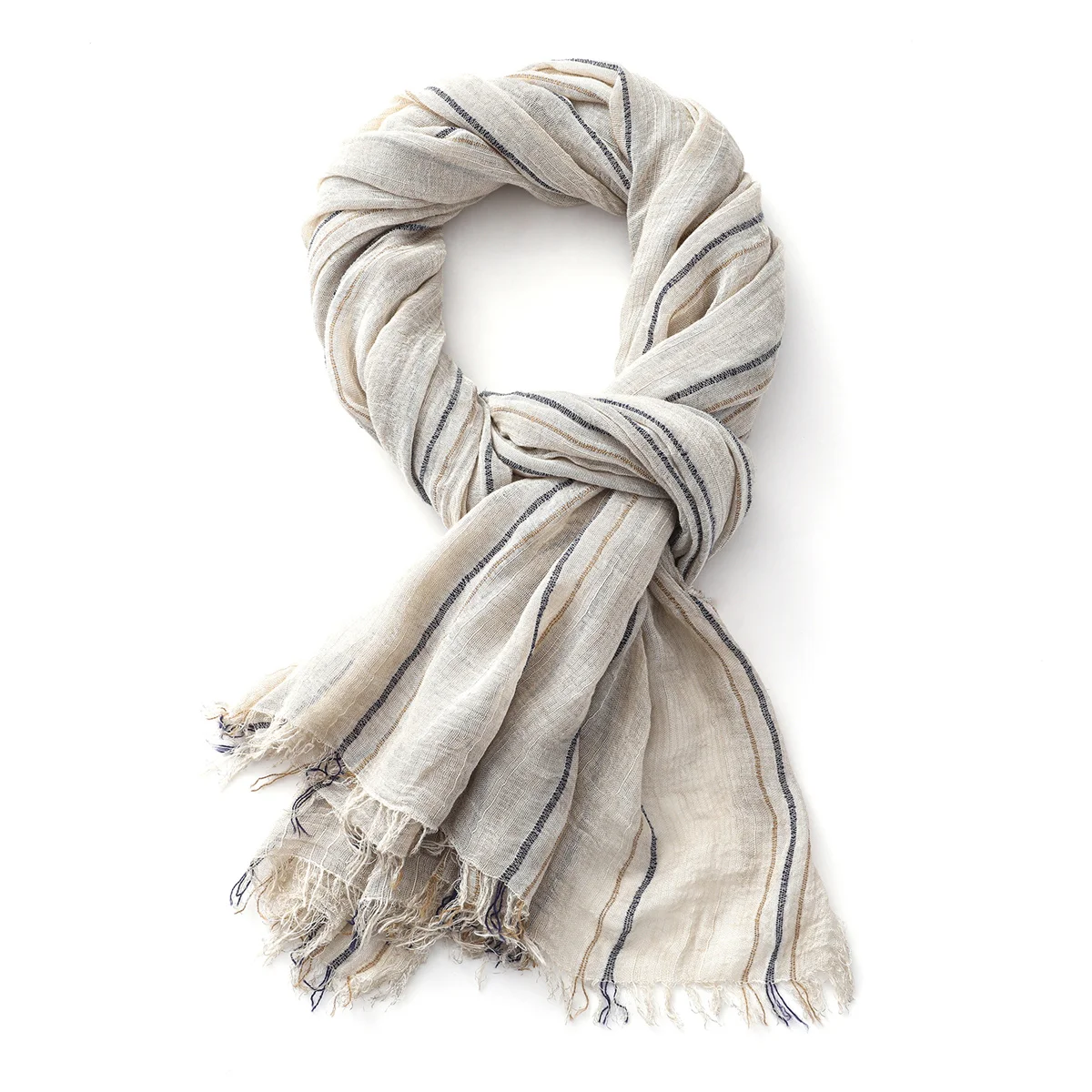 Fashion Striped Cotton Linen Scarf for Men Women Autumn Winter Long Soft Shawls and Wraps Short Tassel Bufanda Male Accessories