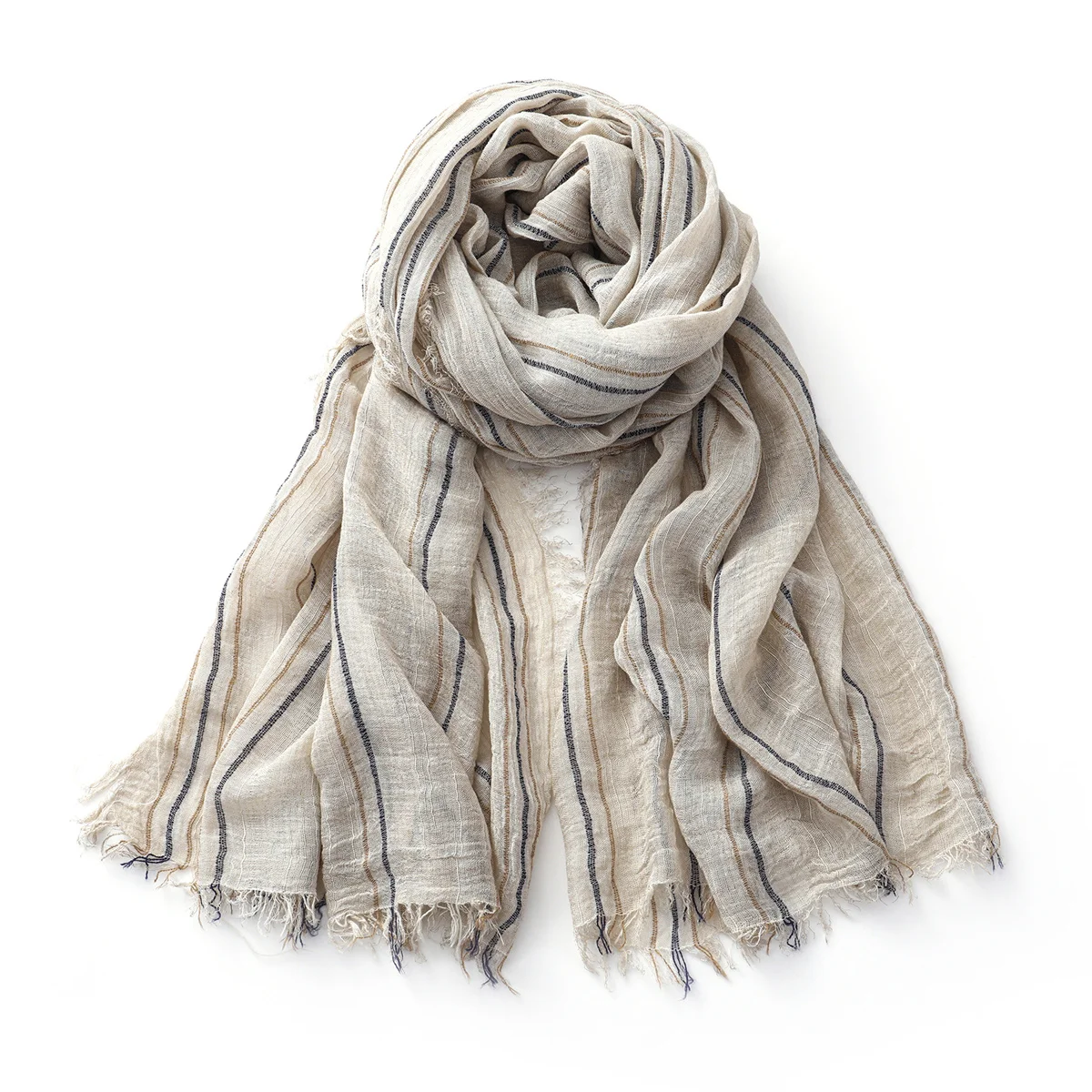 Fashion Striped Cotton Linen Scarf for Men Women Autumn Winter Long Soft Shawls and Wraps Short Tassel Bufanda Male Accessories