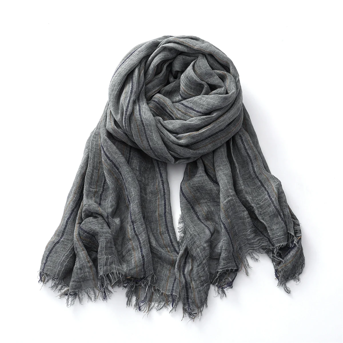 Fashion Striped Cotton Linen Scarf for Men Women Autumn Winter Long Soft Shawls and Wraps Short Tassel Bufanda Male Accessories