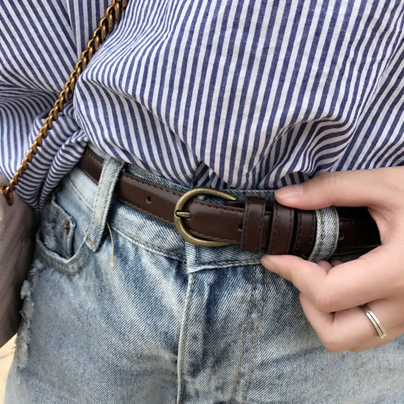 Soft and fashionable thin belt for women simple and versatile decorative jeans belt dress thin belt for women