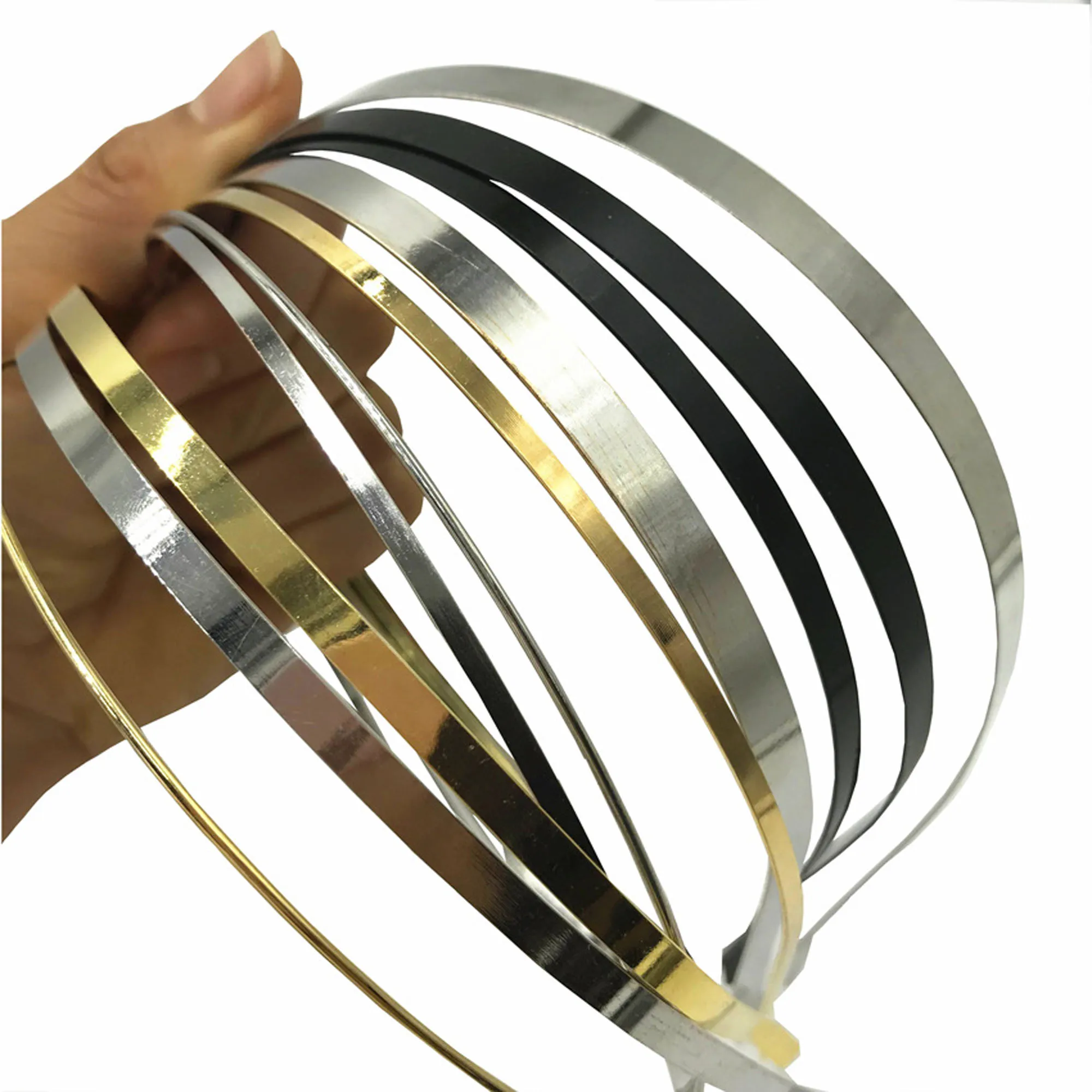 20Pcs 1.2mm 3mm 5mm 7mm 10mm Metal Hairband Wholesale Gold Silver Black Headband for Girls Hair Crafts Hair Hoop Headwear