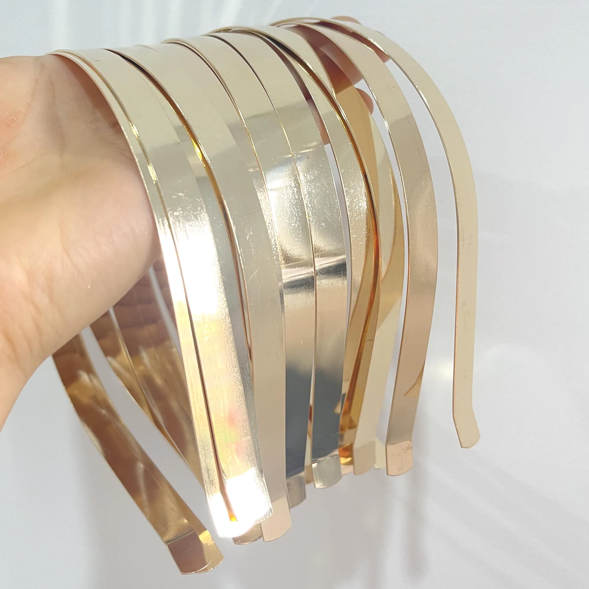 20Pcs 1.2mm 3mm 5mm 7mm 10mm Metal Hairband Wholesale Gold Silver Black Headband for Girls Hair Crafts Hair Hoop Headwear