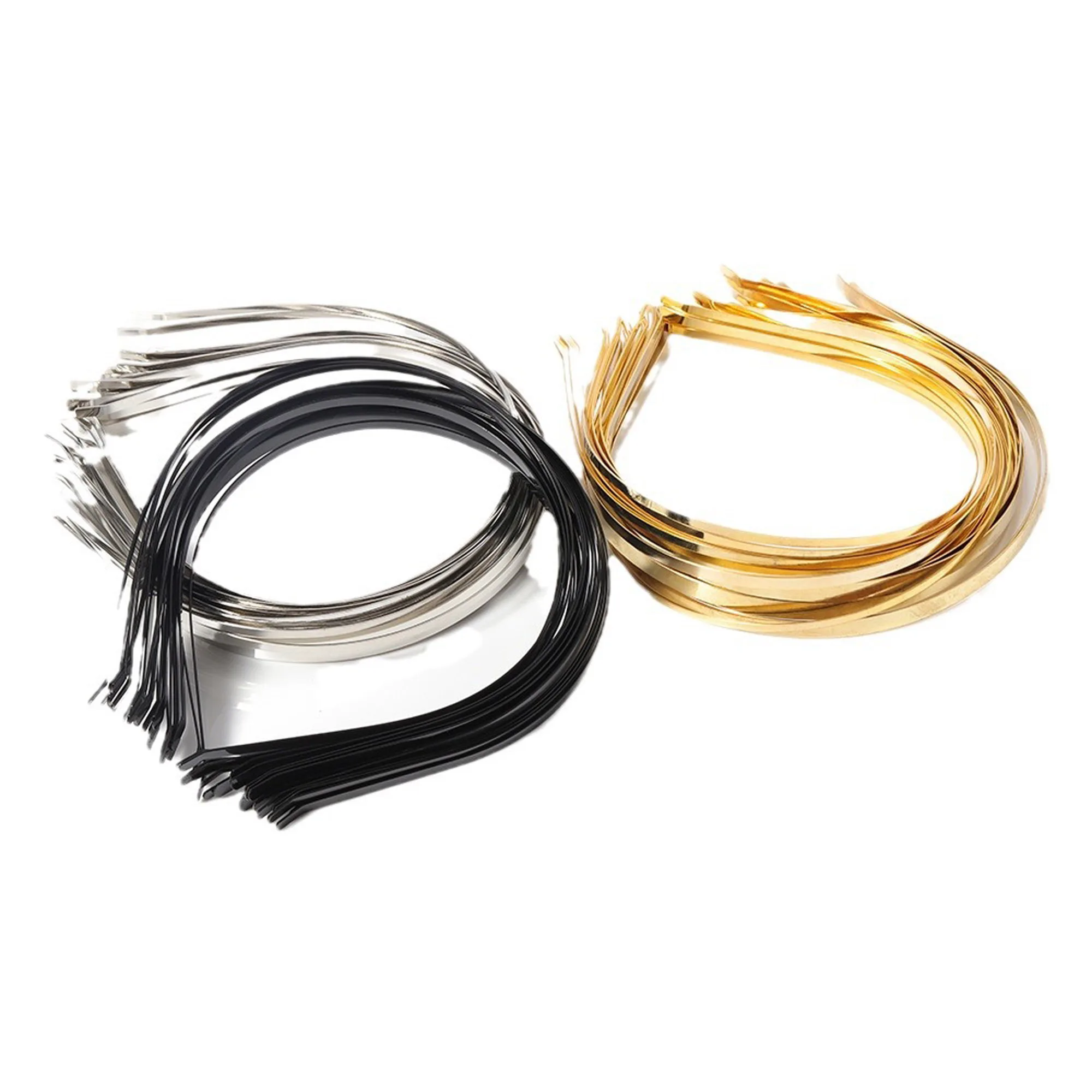 20Pcs 1.2mm 3mm 5mm 7mm 10mm Metal Hairband Wholesale Gold Silver Black Headband for Girls Hair Crafts Hair Hoop Headwear