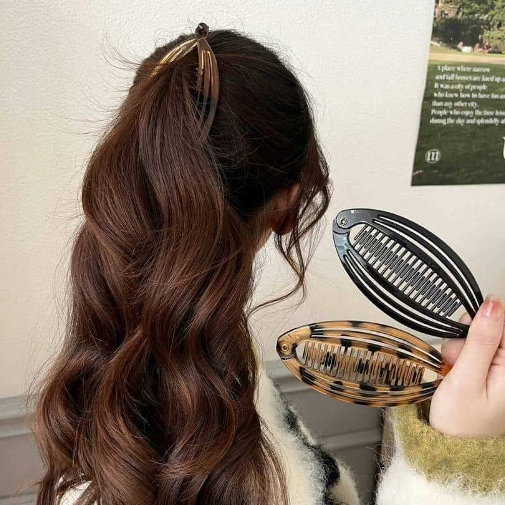 3Pcs Vintage Banana Hair Clips for Women Wave Combs Hairpin Hair Style Tools Solid Color Fashion Practical Hair Accessories