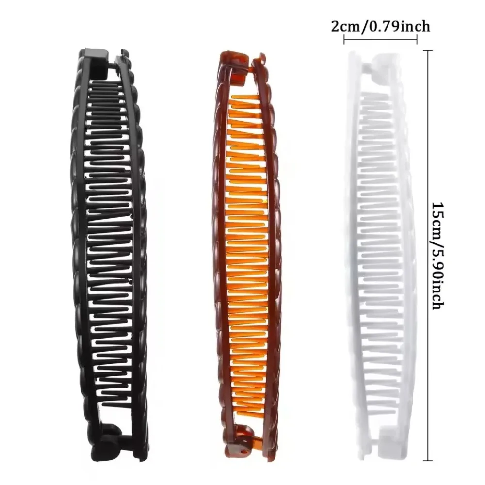 3Pcs Vintage Banana Hair Clips for Women Wave Combs Hairpin Hair Style Tools Solid Color Fashion Practical Hair Accessories