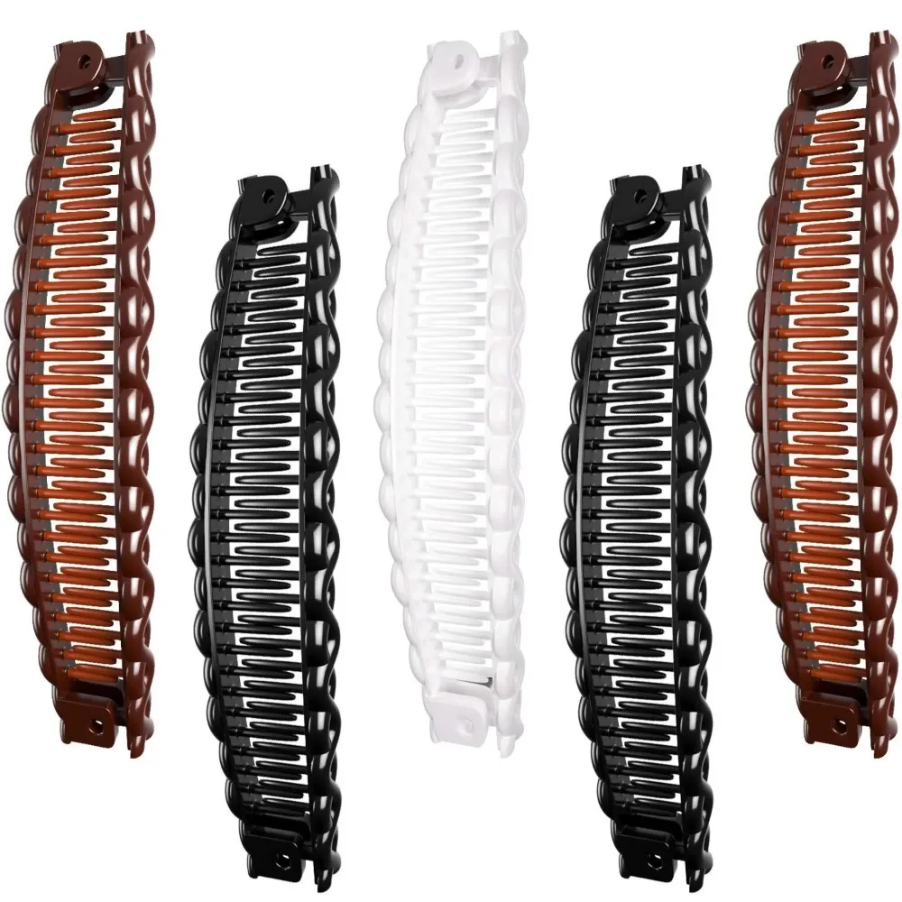 3Pcs Vintage Banana Hair Clips for Women Wave Combs Hairpin Hair Style Tools Solid Color Fashion Practical Hair Accessories