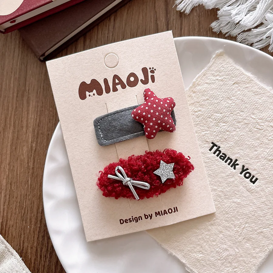 2025 New Year Cute Red Bow Hairpins Children Girls Kid Hair Clips Pin Barrettes Accessories Hairclip Headdress Headwear Ornament