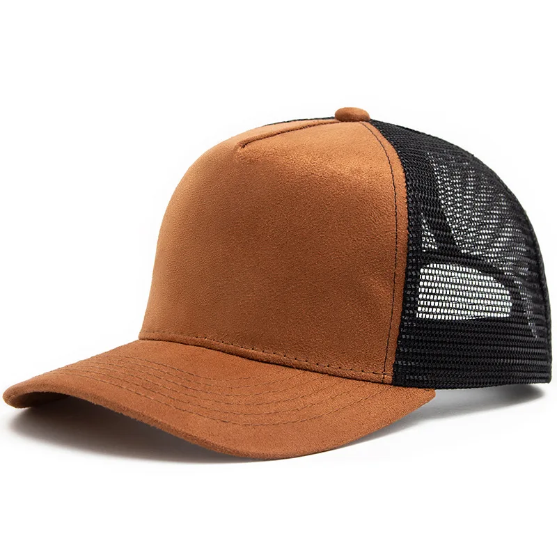 Personality Hot Selling 5 Panel Mesh Suede Trucker Hat High Quality Baseball Cap Spring Summer Breathable Adjustable Sports Hats