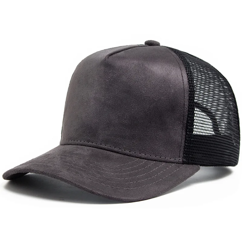 Personality Hot Selling 5 Panel Mesh Suede Trucker Hat High Quality Baseball Cap Spring Summer Breathable Adjustable Sports Hats
