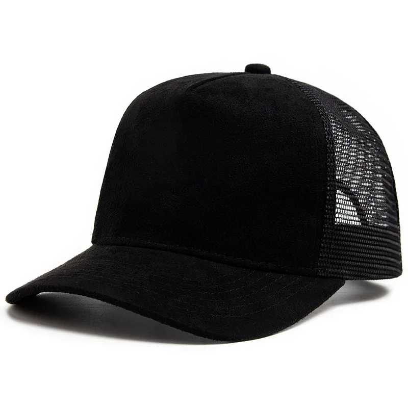 Personality Hot Selling 5 Panel Mesh Suede Trucker Hat High Quality Baseball Cap Spring Summer Breathable Adjustable Sports Hats