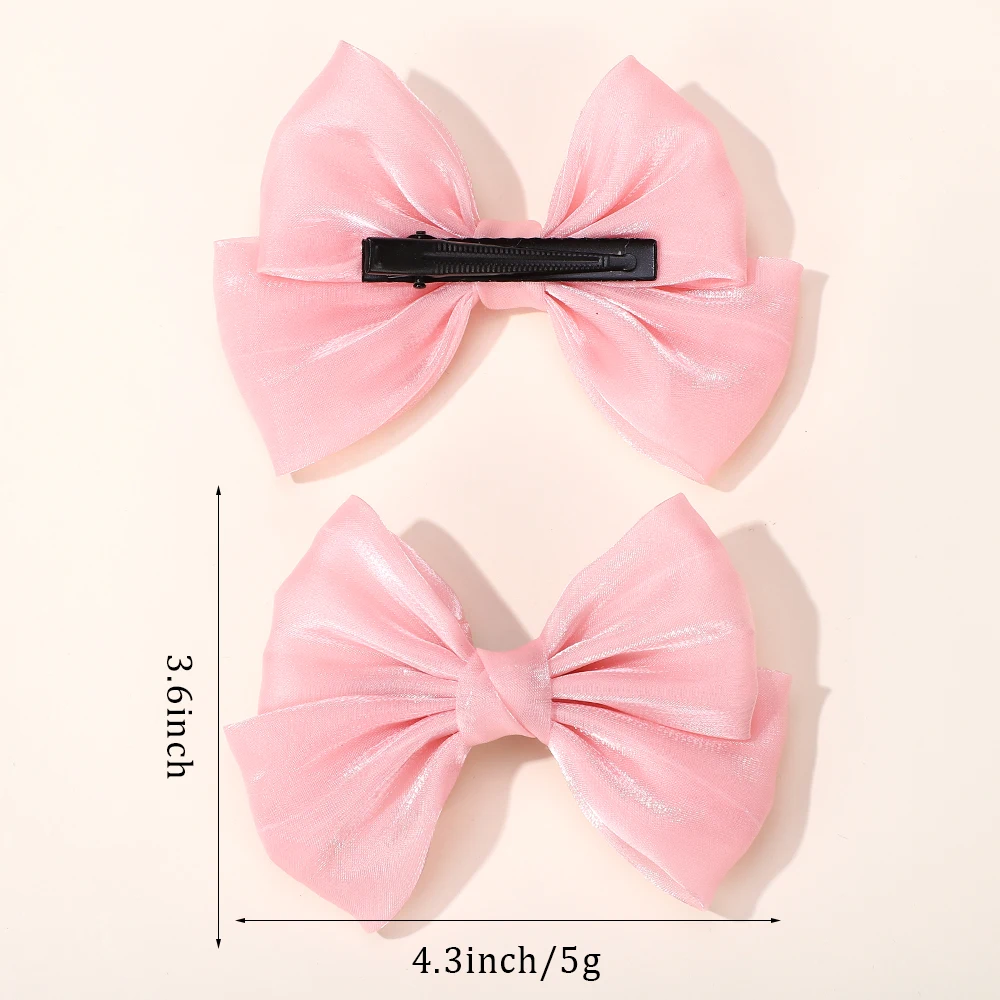LOVEKIKI 2Pcs Girls Chiffon Hair Clips Cheer Bowknot Hairpin Kids Solid Clolor Head Clip Fashion Girls Boutique Hair Accessories