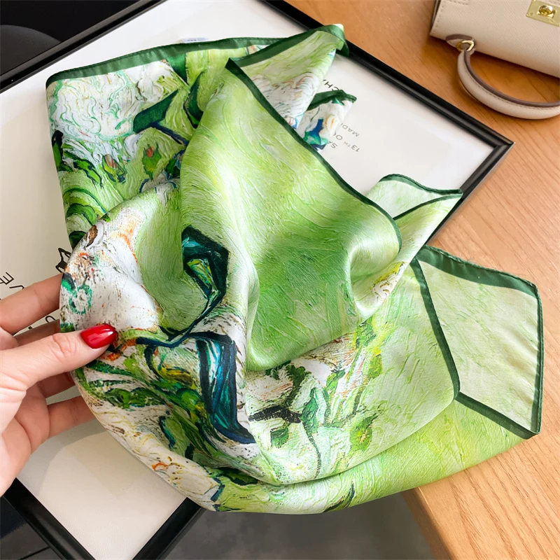 Fashion 100% Real Silk Scarf 53cm Square Bandelet Women's Silk Temperament Small Scarf Neck Decorative Wrap Printed Scarves