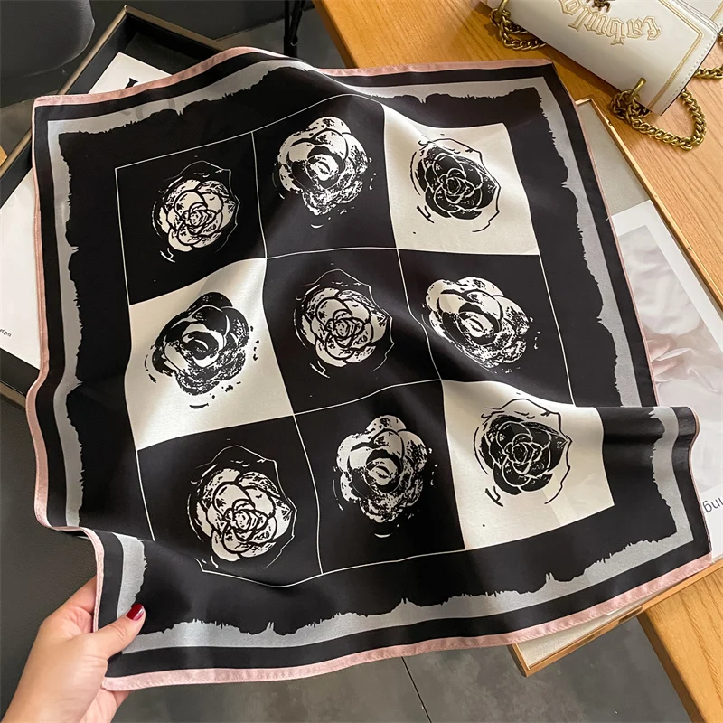 Fashion 100% Real Silk Scarf 53cm Square Bandelet Women's Silk Temperament Small Scarf Neck Decorative Wrap Printed Scarves