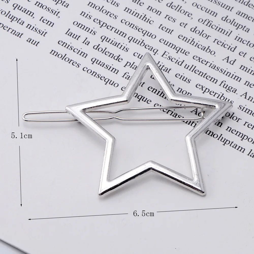 2025 Simple Fashion Metal Hair Accessories Hair Clip Pin Metal Geometric Alloy Moon Circle Hairgrip Barrette Girls Headwear
