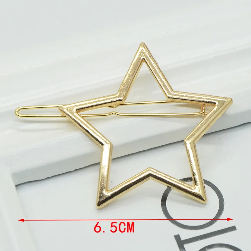 2025 Simple Fashion Metal Hair Accessories Hair Clip Pin Metal Geometric Alloy Moon Circle Hairgrip Barrette Girls Headwear