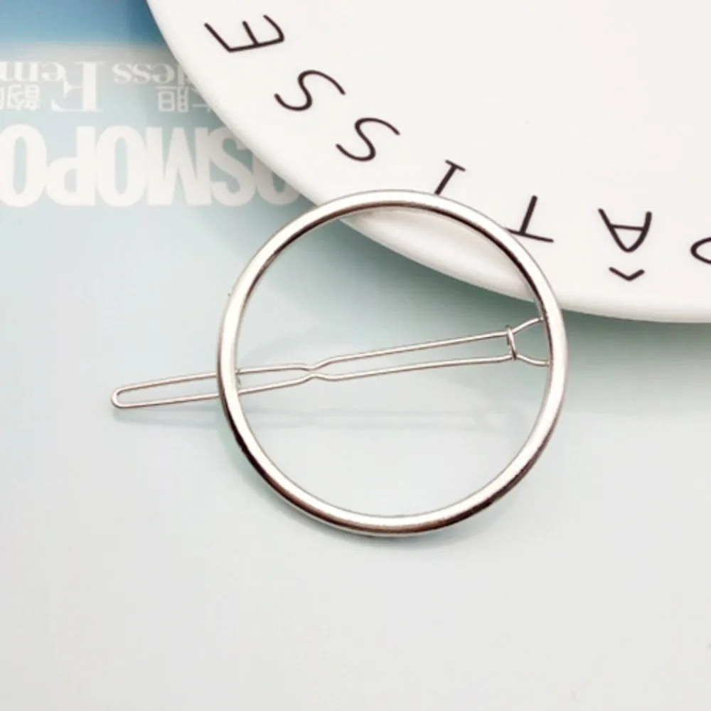 2025 Simple Fashion Metal Hair Accessories Hair Clip Pin Metal Geometric Alloy Moon Circle Hairgrip Barrette Girls Headwear