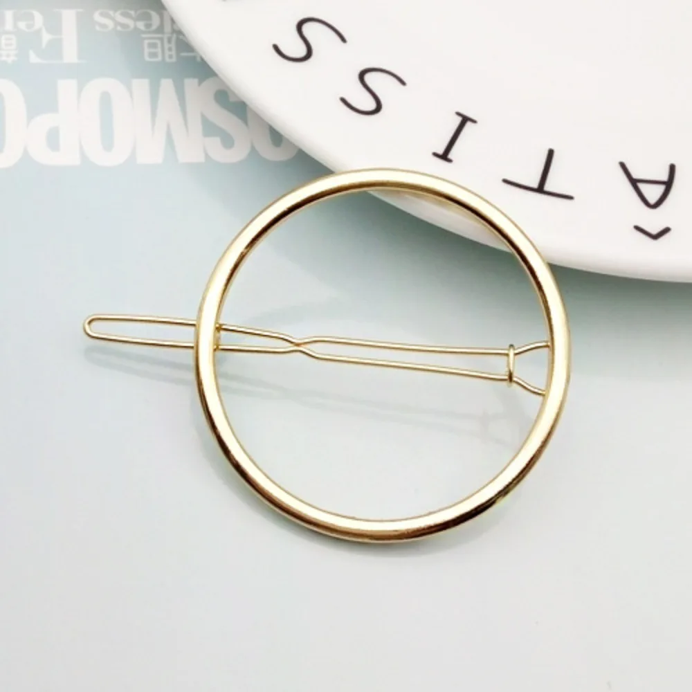 2025 Simple Fashion Metal Hair Accessories Hair Clip Pin Metal Geometric Alloy Moon Circle Hairgrip Barrette Girls Headwear