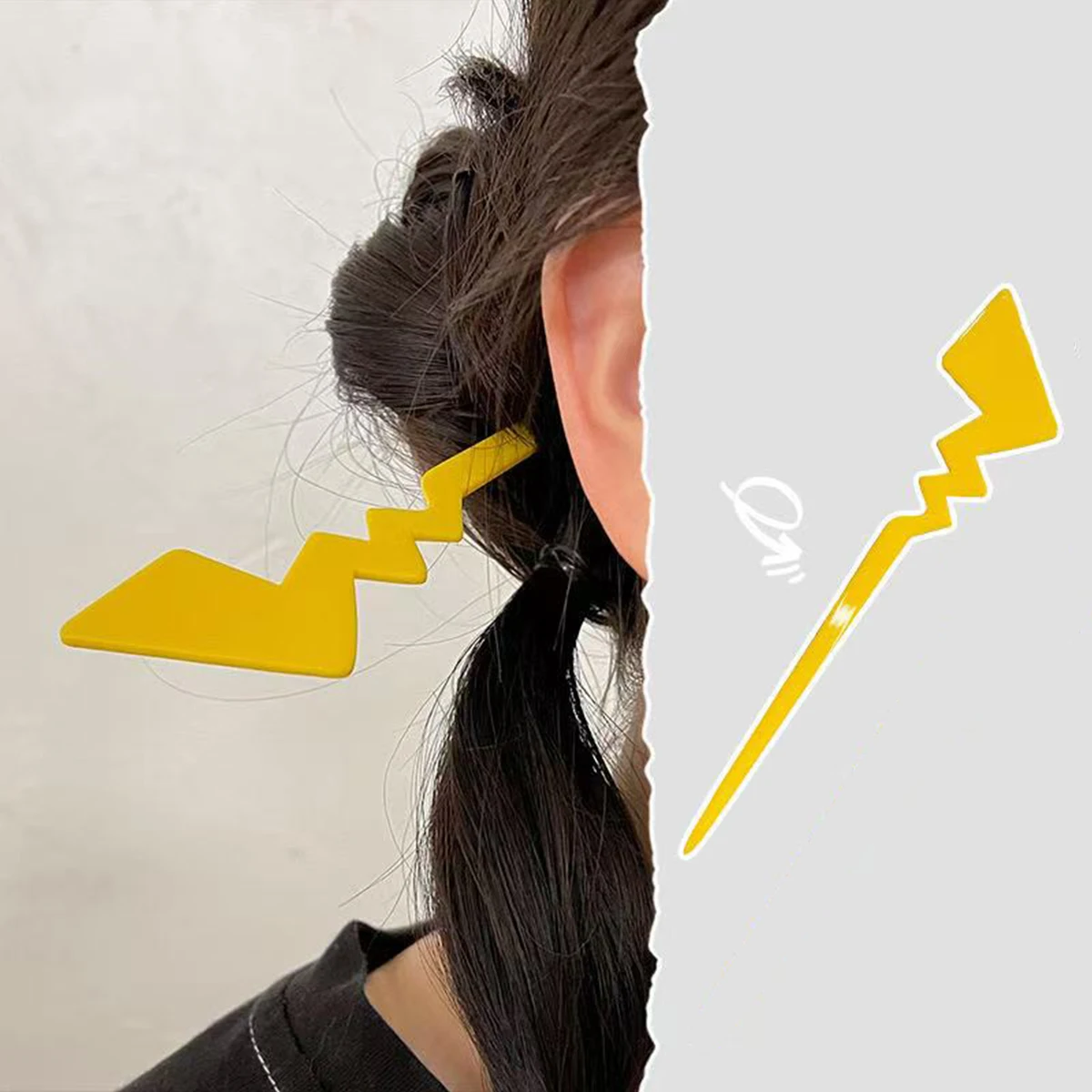 2pcs Creative yellow and black Lightning Hairpin cute updo headpiece