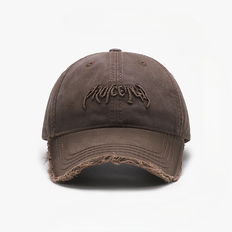 Letter Three-dimensional Embroidery Soft Top Rough Edge Men's BaseballCap European and American Fashion Versatile Cap Adjustable