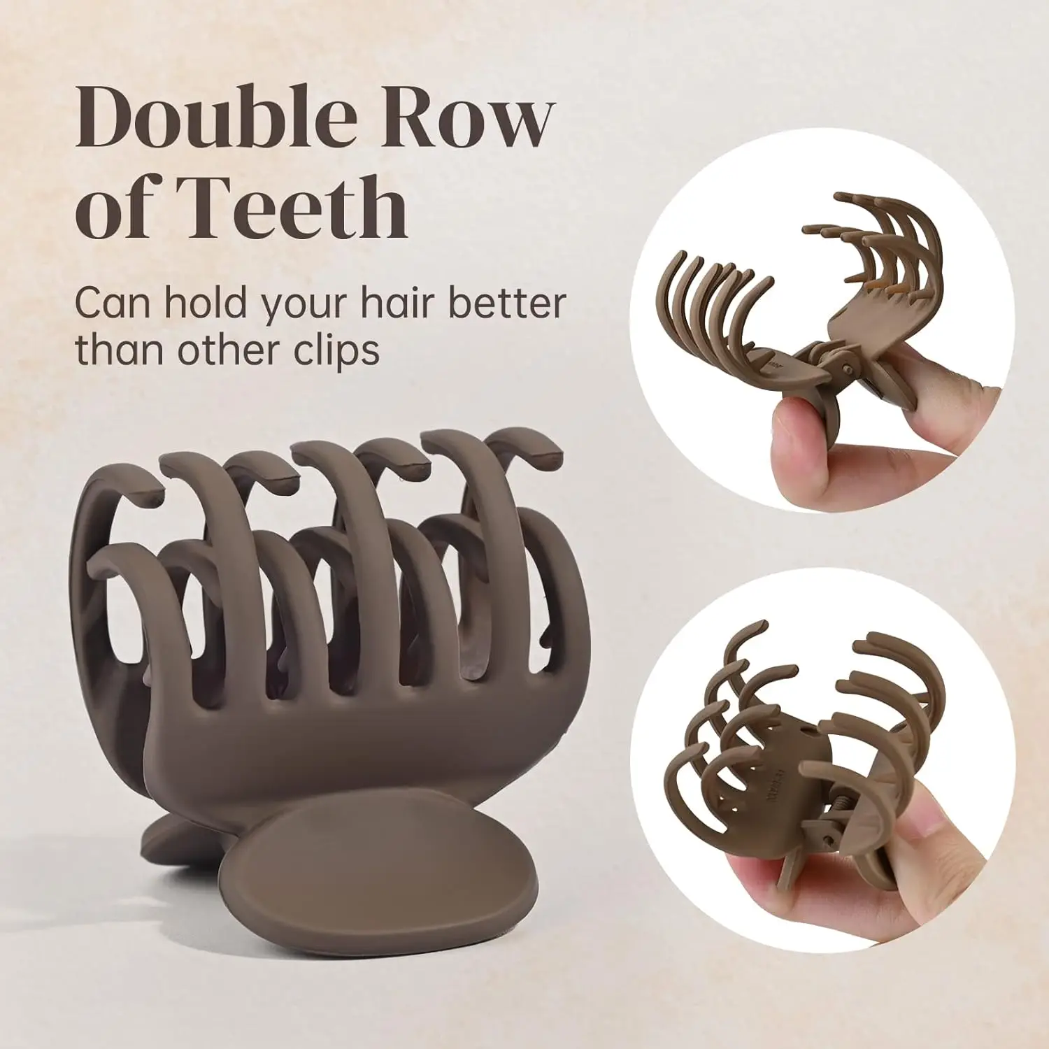 4PCS Double Row Tooth Hair Clip Small Claw Clip for Thin Hair, Set of 4 1.6" (Approx. 4.1cm) Medium Matte Non-Slip Short Hair Ac
