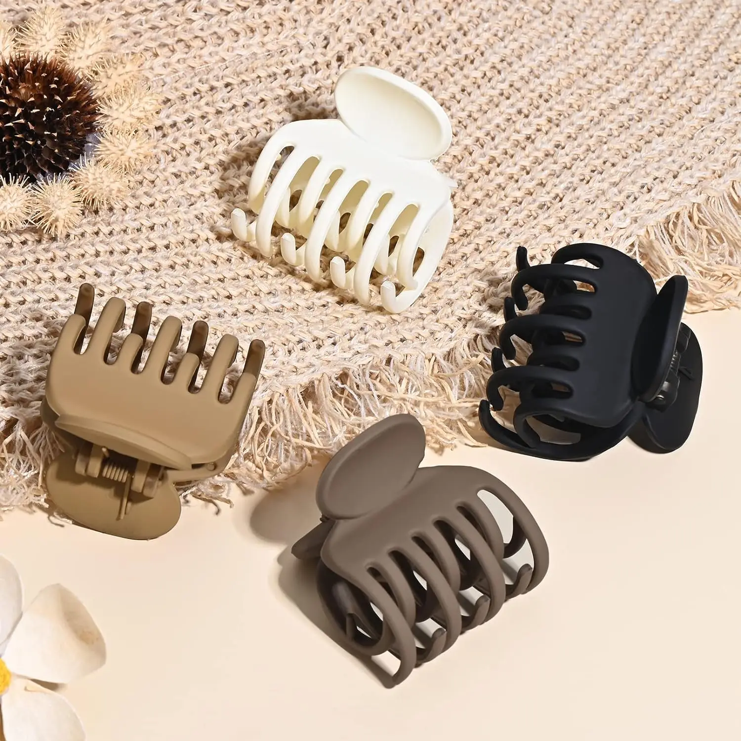 4PCS Double Row Tooth Hair Clip Small Claw Clip for Thin Hair, Set of 4 1.6" (Approx. 4.1cm) Medium Matte Non-Slip Short Hair Ac