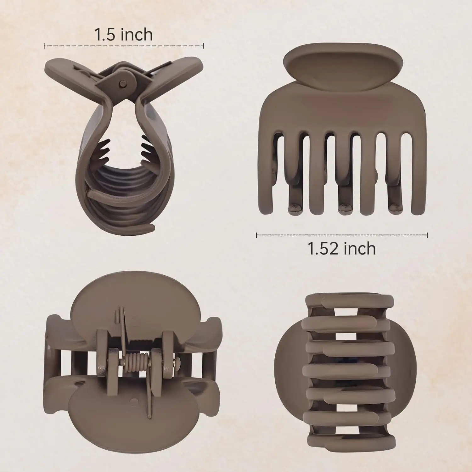 4PCS Double Row Tooth Hair Clip Small Claw Clip for Thin Hair, Set of 4 1.6" (Approx. 4.1cm) Medium Matte Non-Slip Short Hair Ac