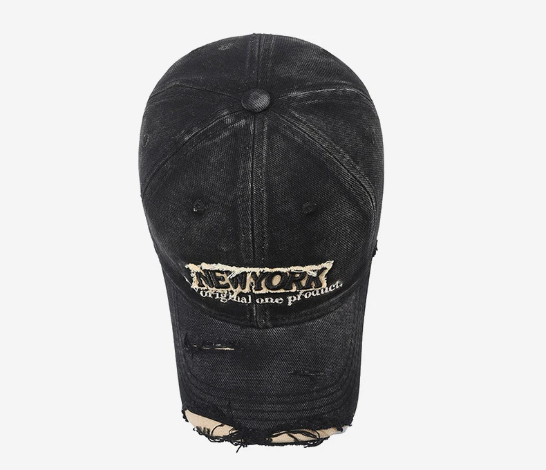 Vintage Old Hole Embroidery Letters Cowboy Baseball Cotton Soft Top Men's and Women's Spring and Summer Casual 56-60cm Sun Hat