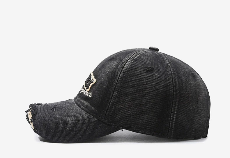 Vintage Old Hole Embroidery Letters Cowboy Baseball Cotton Soft Top Men's and Women's Spring and Summer Casual 56-60cm Sun Hat