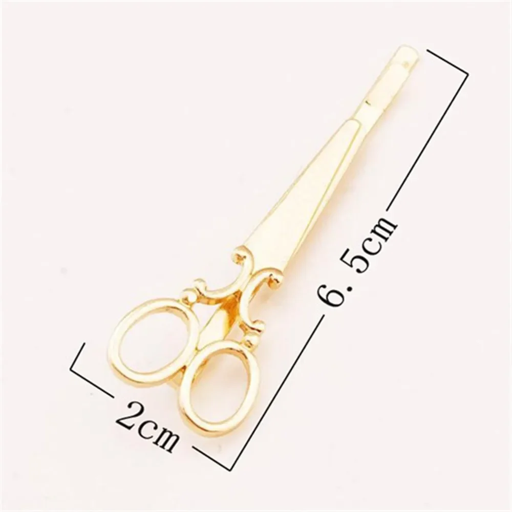 Creative Scissors Shape Hair Clip Gold Silver Color Metal Side Bangs Barrettes For Women Makeup Application Daily Headwear