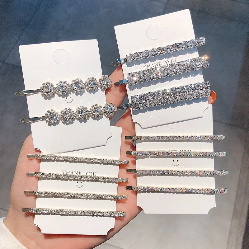2/3/4pcs Bobby Pins Simple Style Elegant Rhinestone Bangs Clips Set for Girls; Hair Clips; Clips for Head Decoration