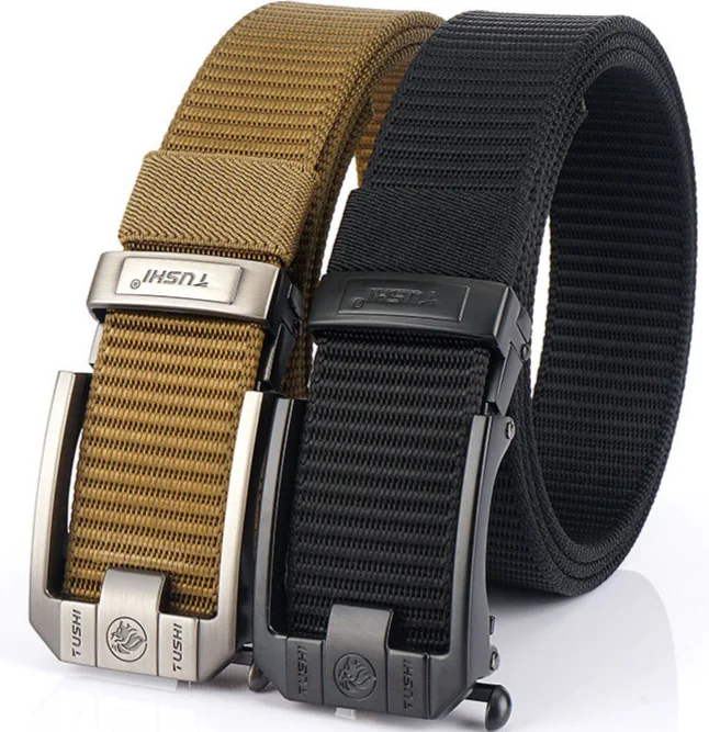 Metal Automatic Buckle Canvas Men Belt Thick Nylon Jeans Pants Belt Casual Outdoor Multifunctional Tactical Designer Male Belts