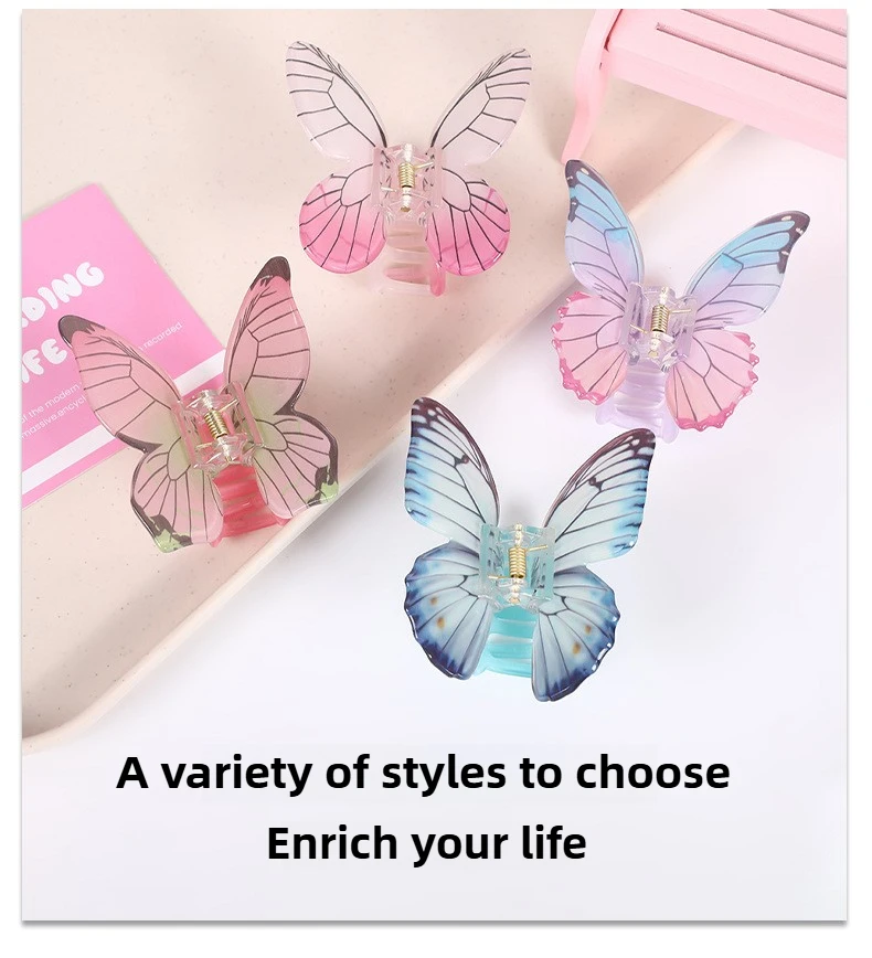 Butterfly Shark Claw 3D Colorful Butterfly Hair Claw Pack Elegant Hair Clips Summer Holiday EssentialShark Clip Hair Accessories